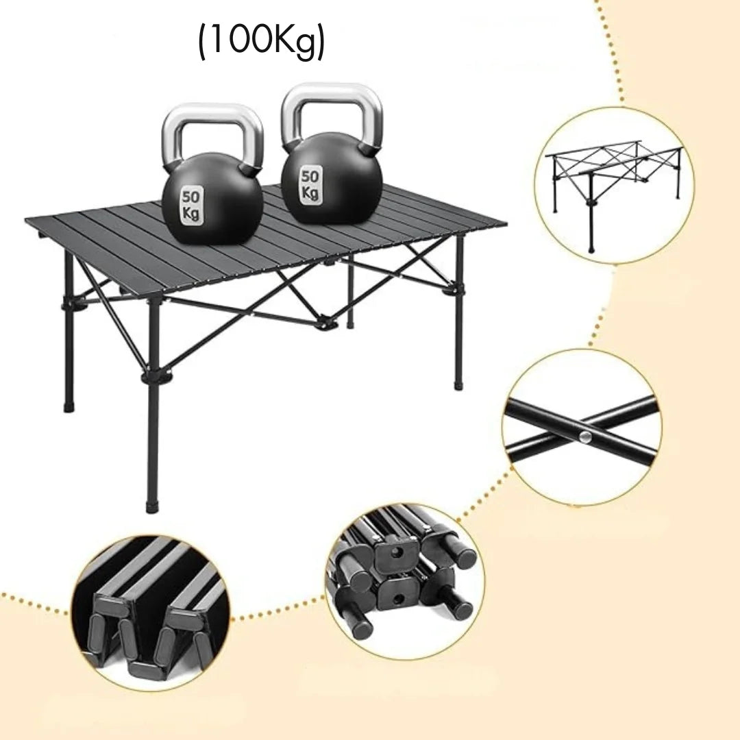 120 cm Portable Folding Camping Table – Roll-Up Outdoor Cooking & Picnic Table ZF74110