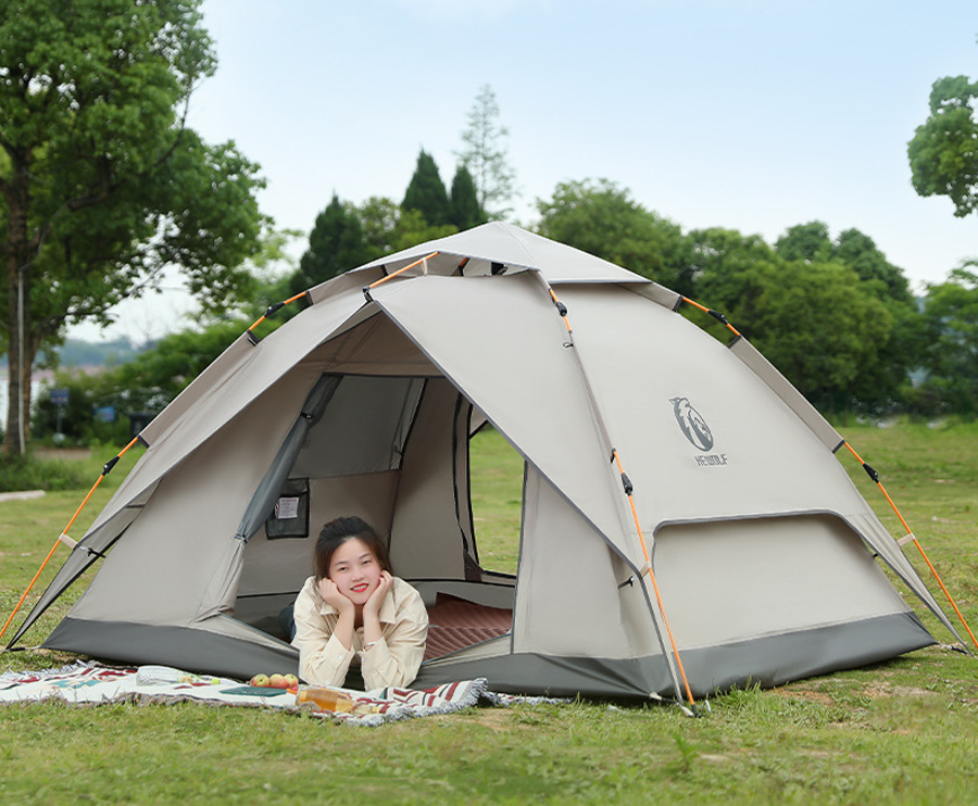 Double Layer Camping Tent Waterproof Pop-up Tent 3-4 Person