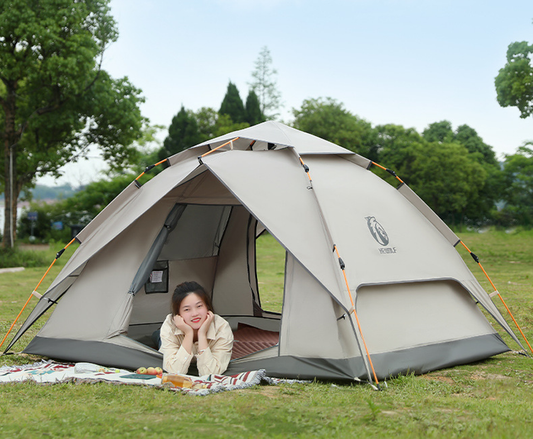 Double Layer Camping Tent Waterproof Pop-up Tent 3-4 Person