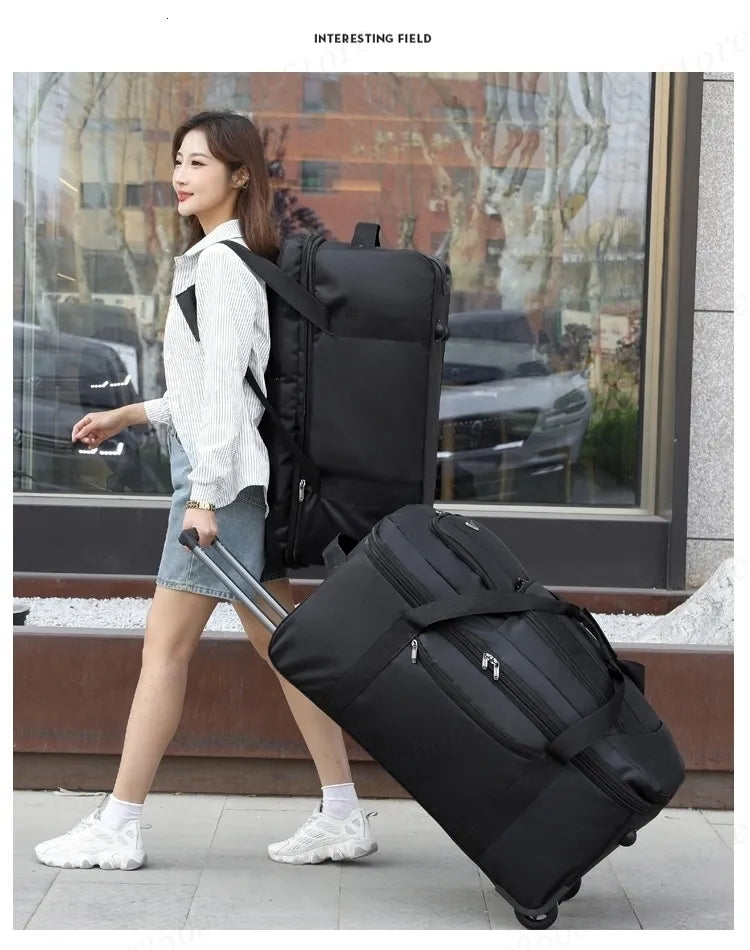 Expandable Rolling Checked-In Duffle Bag with Wheels