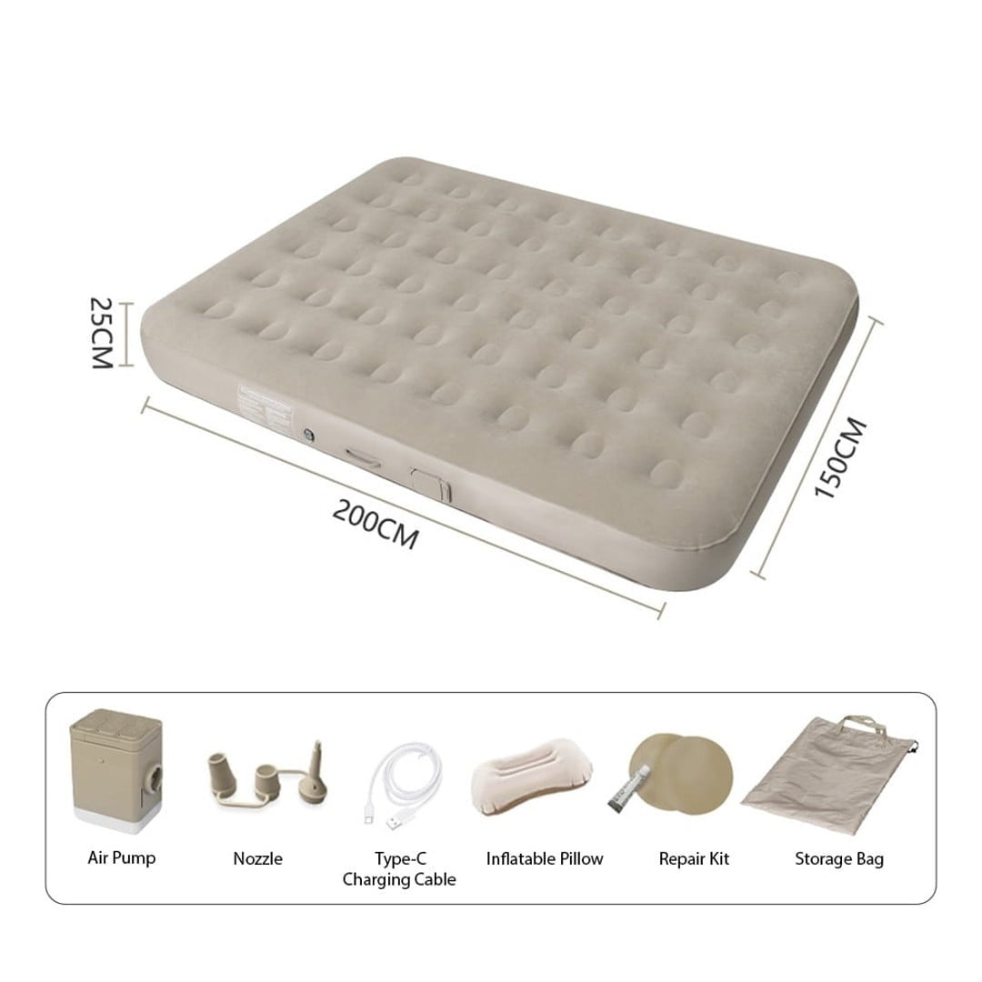 ECOTREK Inflatable Air Mattress 25cm High with Built-in Pump – Camping Air Bed Queen / King LX9472