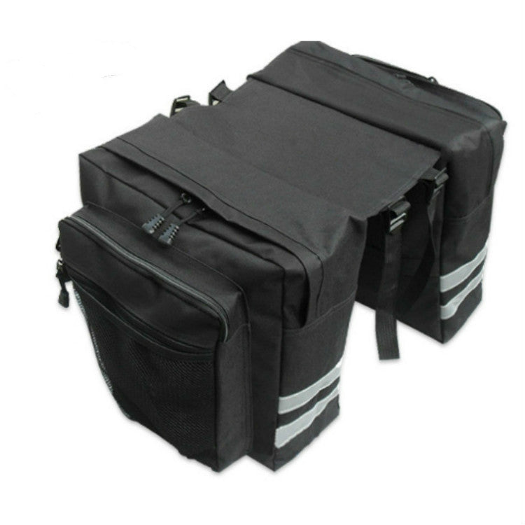30L Waterproof Bike Rear Rack Double Pannier Bag with Reflective Trim – Black JS76603