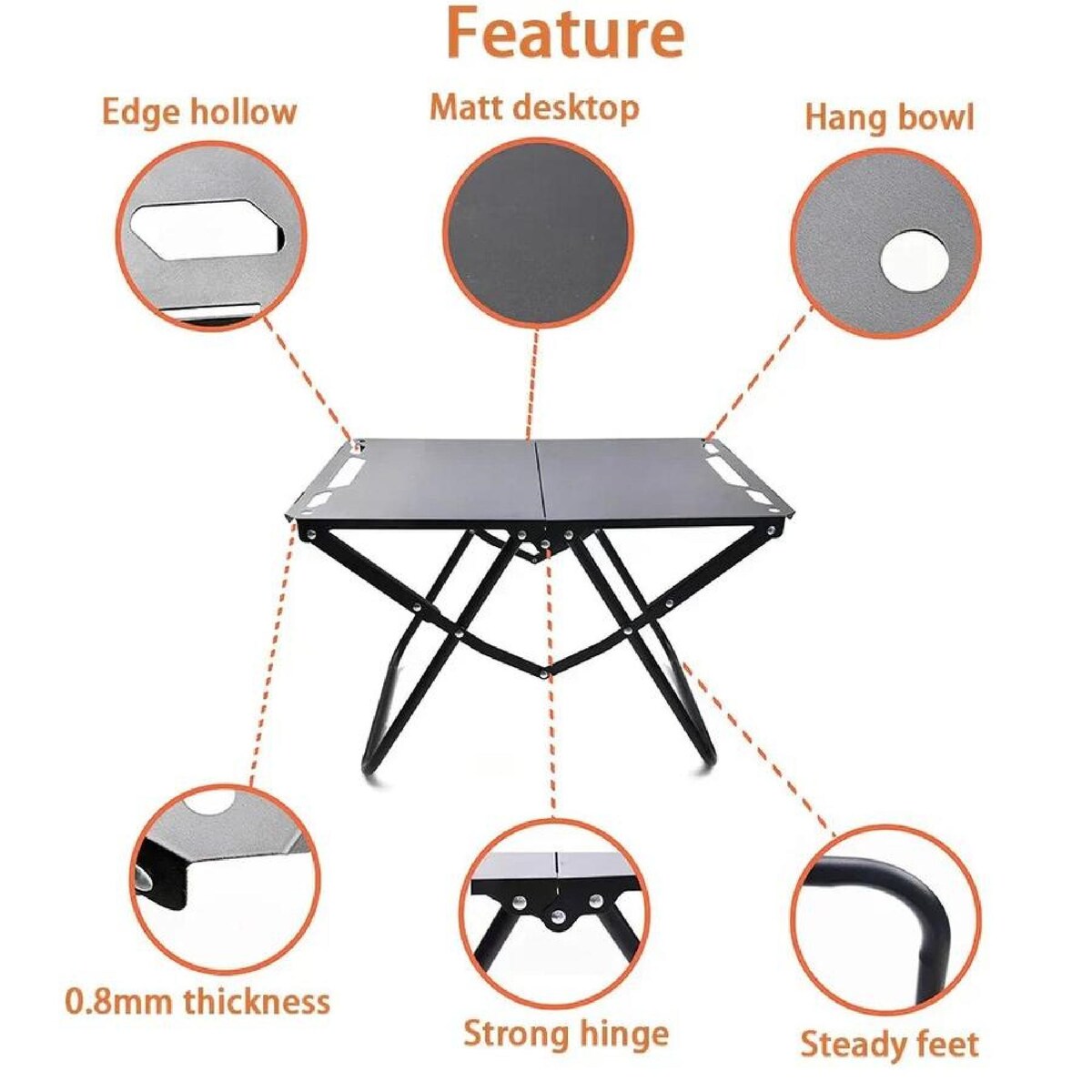 ECOTREK Folding BBQ Table – 93cm Portable Outdoor Cooking Station ZF10312