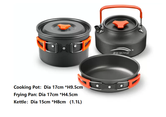 Outdoor Cookware Set - Camping Cookware Ideal for 3-4 people