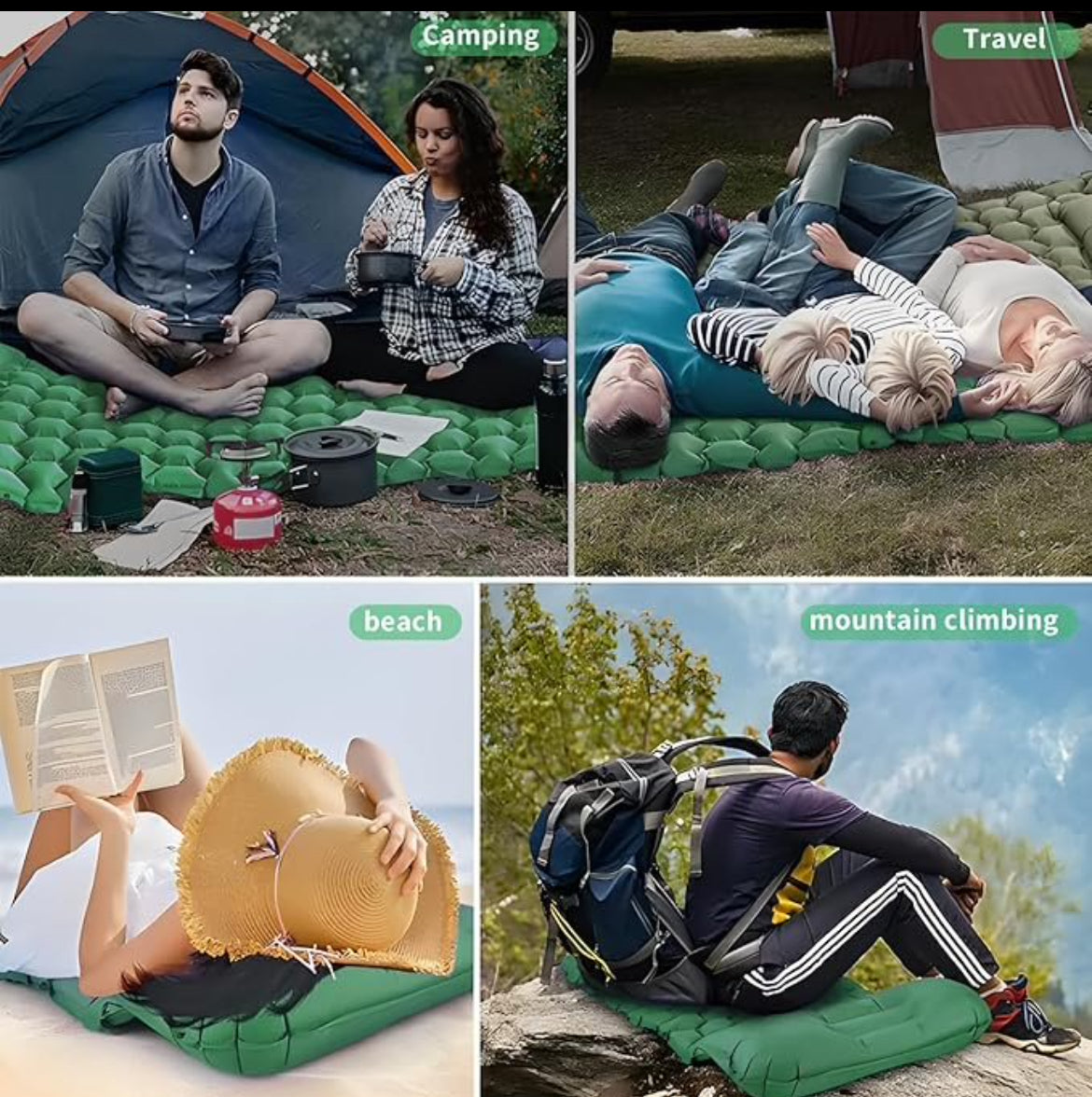 Single-Ultra-Light Inflatable Camping Sleeping Mat with Built-in Foot Pump and Pillow YFHY7011