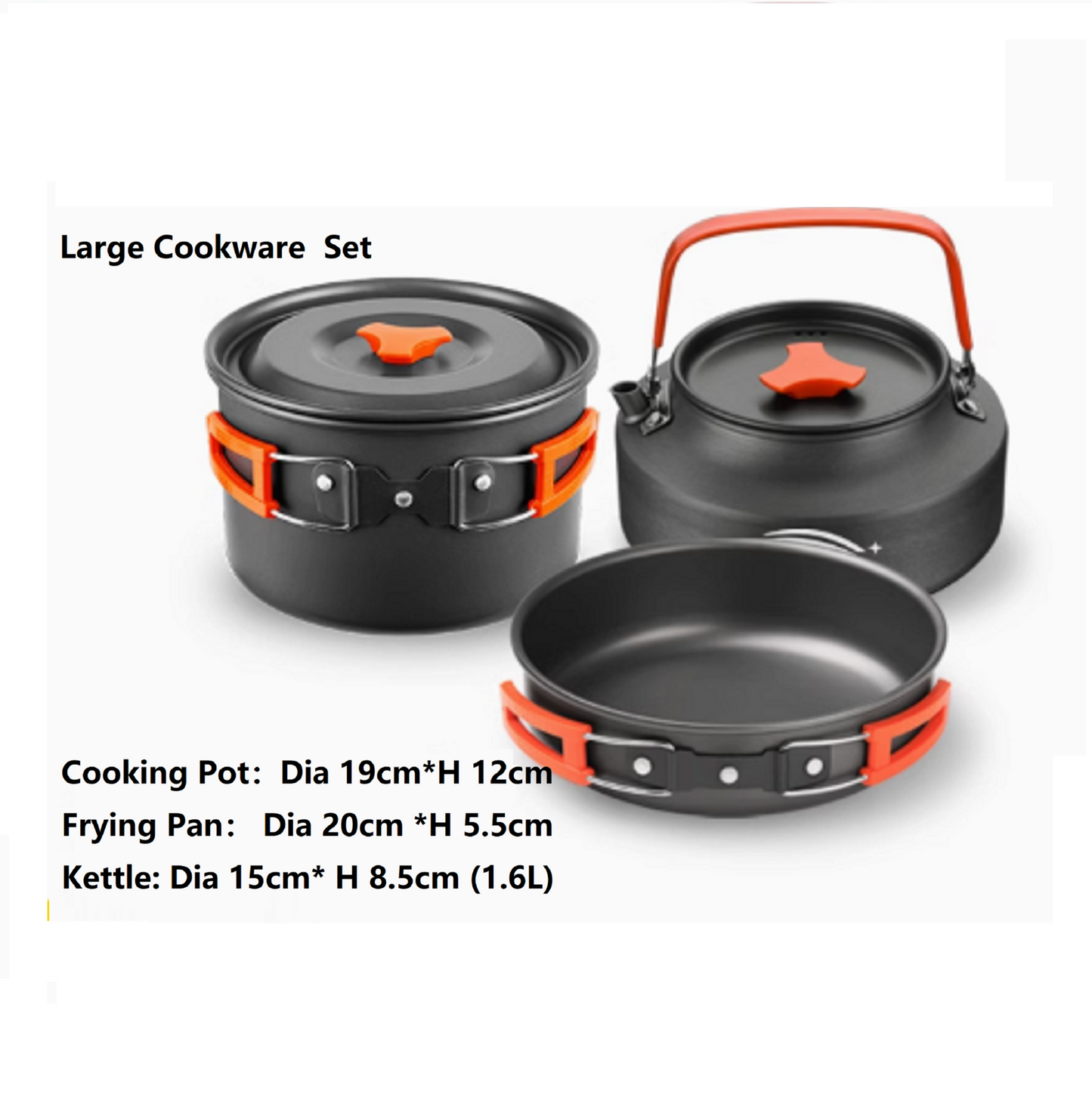 Outdoor Large Cookware Set – Camping Cookware Ideal for 4–5 People