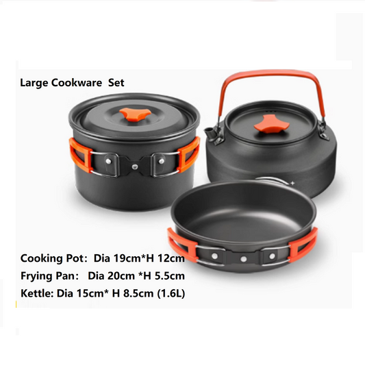 Outdoor Large Cookware Set – Camping Cookware Ideal for 4–5 People