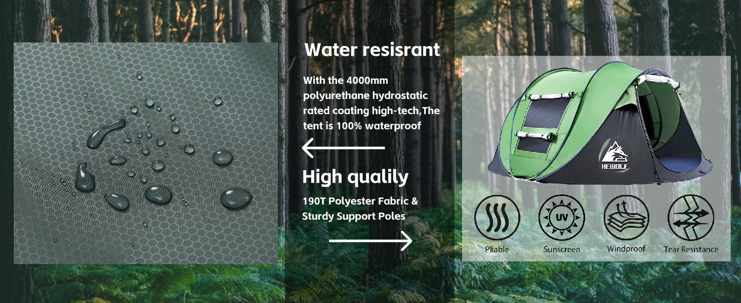 Boat-Shaped Pop-Up Camping Tent Large 280(L) x 200 (W) x 120(H)cm