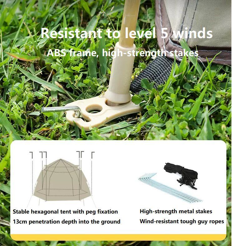 Hexagonal Camping Tent – 2–3 Person, Quick Setup