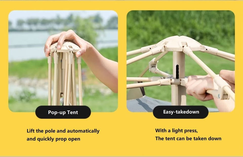 Hexagonal Camping Tent – 2–3 Person, Quick Setup