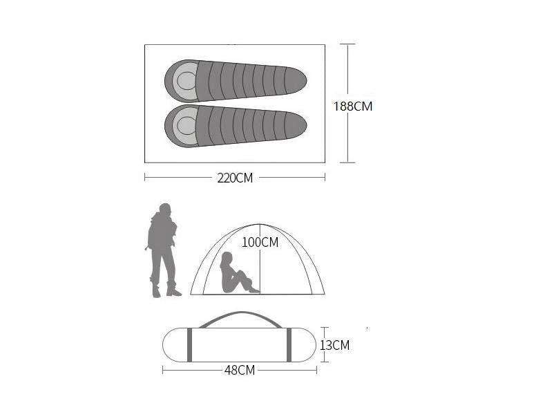 3-Person Double-Layer Four-Season Mountaineering Tent with Snow Skirt