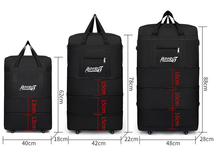 High-Capacity Storage Bag – Foldable Airline Checked Luggage with Wheels