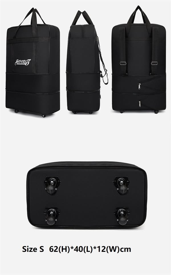 High-Capacity Storage Bag – Foldable Airline Checked Luggage with Wheels