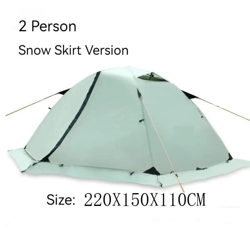2-Person Double-Layer Four-Season Mountaineering Tent with Snow Skirt