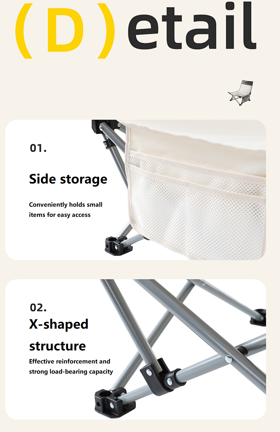 Portable Folding Beach Chair – Enhanced Size & Comfort