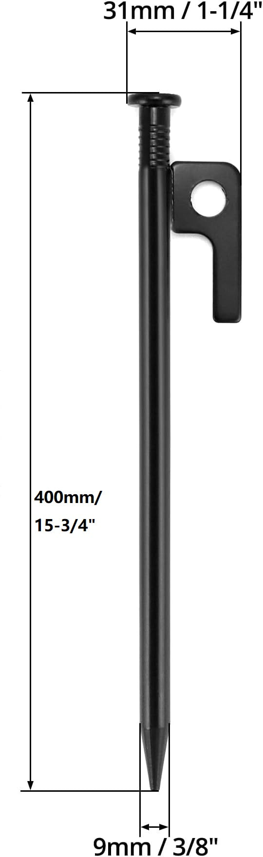 ECOTREK Heavy Duty Tent Pegs – 40cm Steel Camping Stakes for Hard Ground, Beach & Grass JP120512