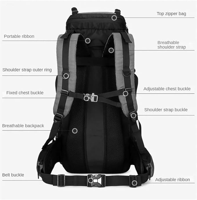60L Camping & Hiking Backpack – Lightweight Travel Backpack for Outdoor Adventures HNHM1111