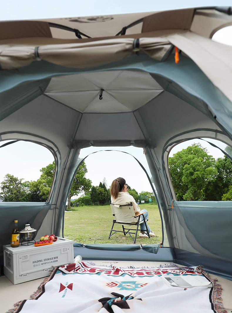 Large Hexagon Double-Layer Waterproof Camping Tent