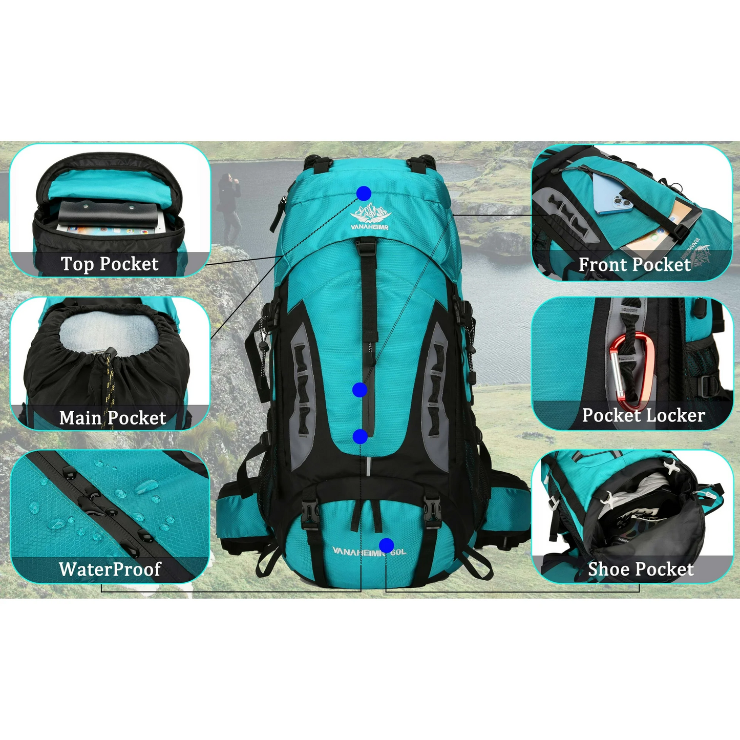 60L Camping & Hiking Backpack – Lightweight Travel Backpack for Outdoor Adventures HNHM1111
