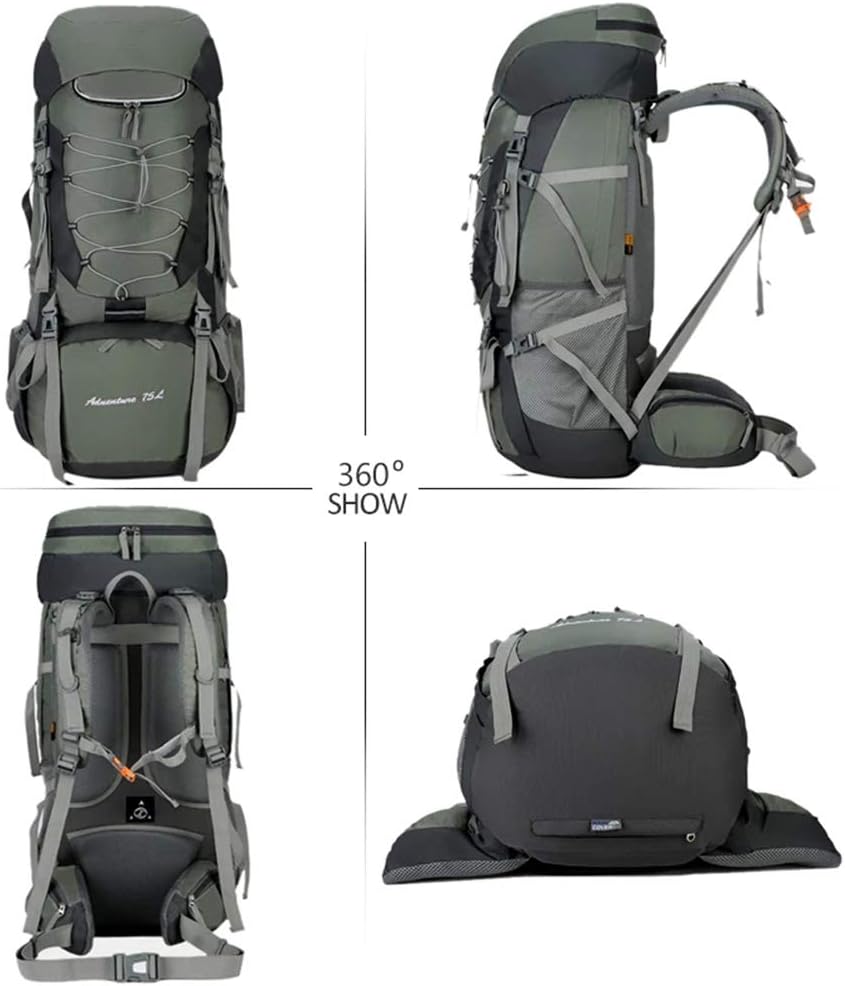 75L Camping & Hiking Backpack – Outdoor Travel Mountaineering Pack with Rain Cover