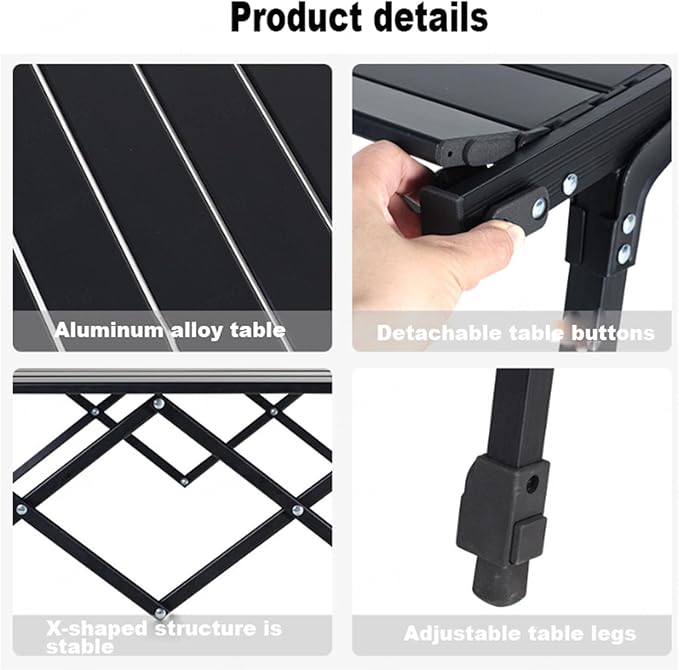 Aluminium Height Adjustable Egg Roll Camping Table – Portable Outdoor Table 89cm