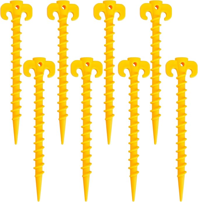ECOTREK Screw Tent Pegs – 20cm Plastic Spiral Ground Stakes for Camping, Tarp & Outdoor Shelters JP52013