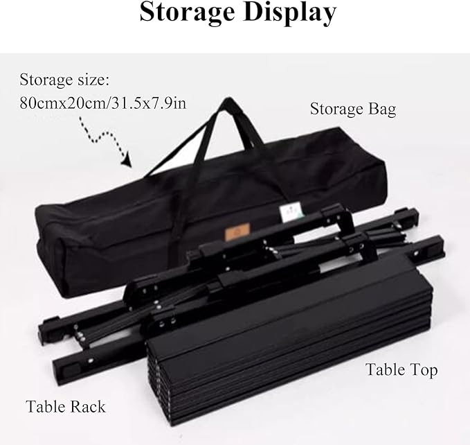 Aluminium Height Adjustable Egg Roll Camping Table – Portable Outdoor Table 89cm