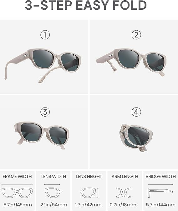 Ecotrek Women Polarised Folding Sunglasses – UV380 Retro Lightweight Shades LX18-21