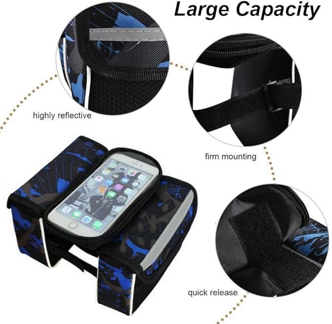 ECOTREK Waterproof Bicycle Frame Bag – Bike Phone Holder with Touchscreen JS71801