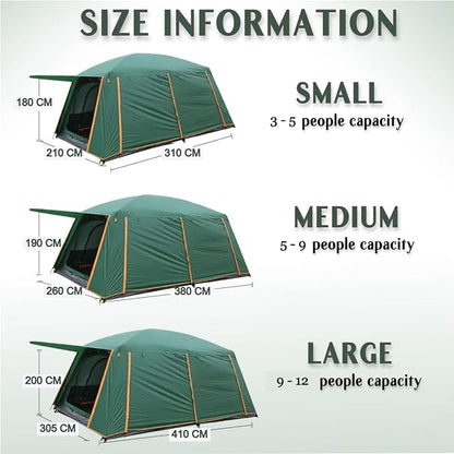 ECOTREK Double-Layer Family Camping Tent – 3 Sizes LCF91228