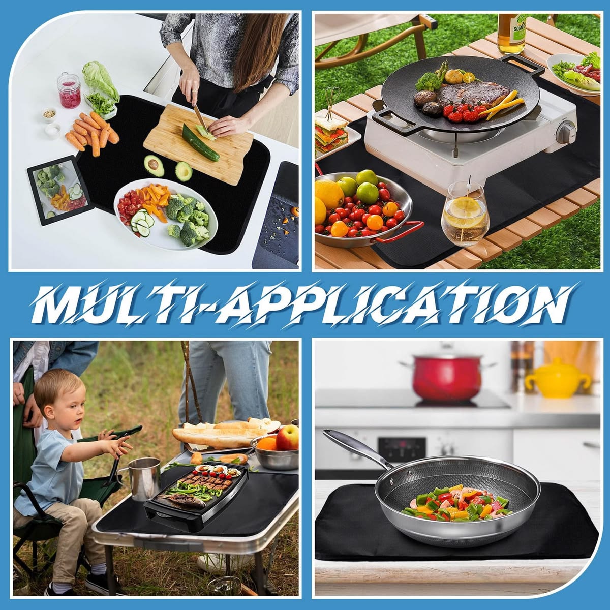 BBQ Grill Mat - Fireproof Deck & Patio Protector, Double-Sided Waterproof Oil-Proof HCKJ1011