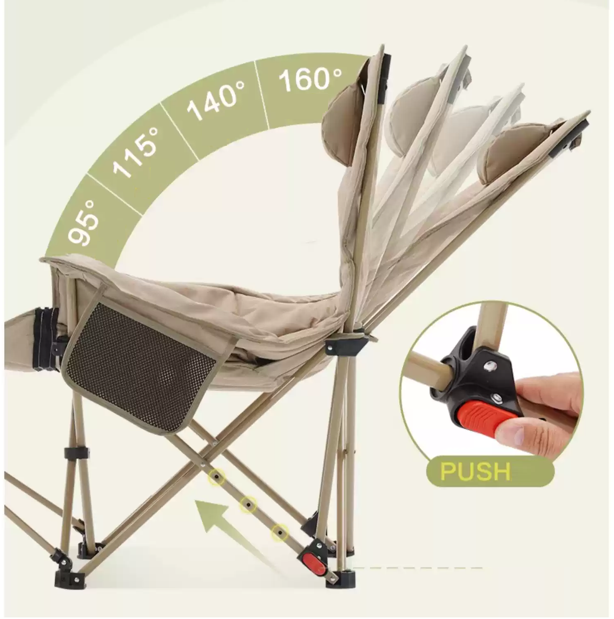 Urban Wave Premium Reclining Camping Chair with Footrest YQ1449