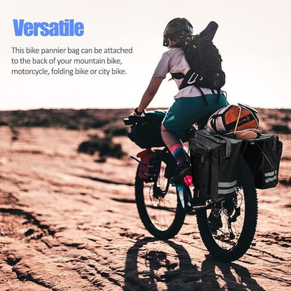 Ecotrek 30L Waterproof Bike Rear Rack Double Pannier Bag with Reflective Trim – Black JS76603
