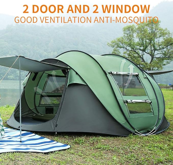 Boat-Shaped Pop-Up Camping Tent Large 280(L) x 200 (W) x 120(H)cm