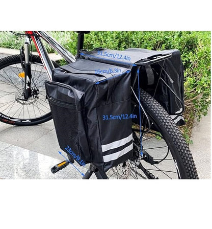 Ecotrek 30L Waterproof Bike Rear Rack Double Pannier Bag with Reflective Trim – Black JS76603