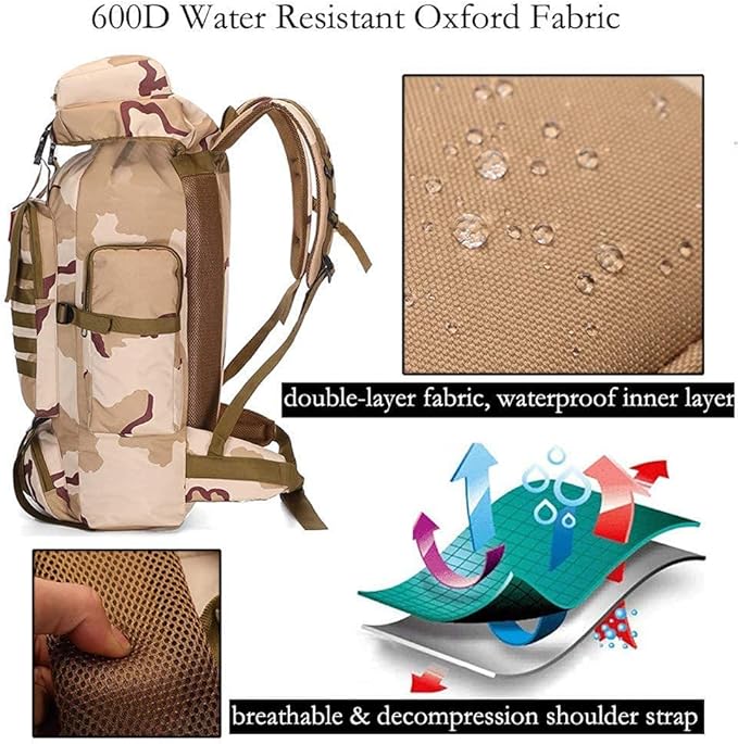 ECOTREK-80L Hiking & Camping Backpack – Waterproof & Durable