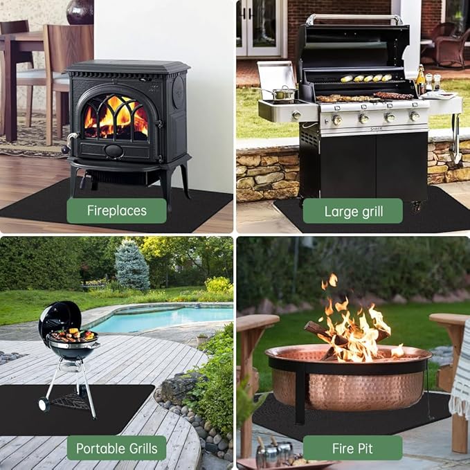 BBQ Grill Mat - Fireproof Deck & Patio Protector, Double-Sided Waterproof Oil-Proof HCKJ1011