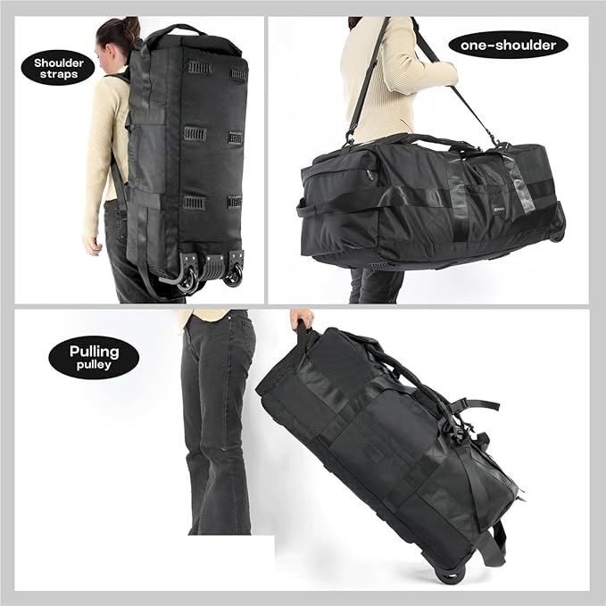 Rucksack with Wheels 80L Rolling Duffle Bag with Wheels 31" Foldable Travel Duffel  Versatile 2-in-1 CP1234