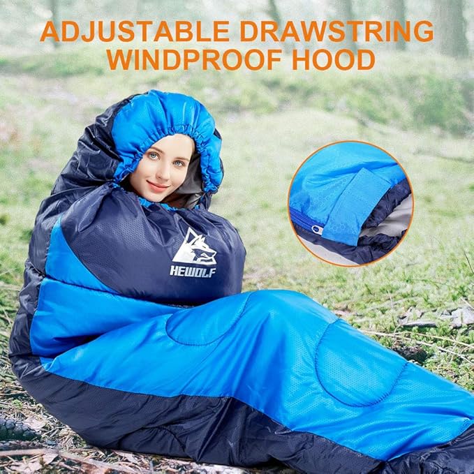 4-Season Adults Envelope Camping Sleeping Bag – Compact & Lightweight