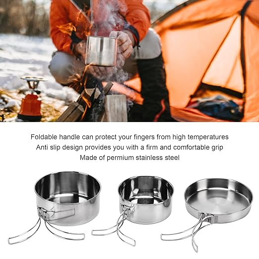 Outdoor Cookware Set - 304 Stainless Steel Camping Utensils Kit