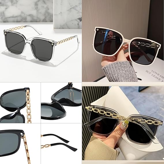 ECOTREK Women’s Oversized Sunglasses – UV400 Retro Square Fashion Shades LX07
