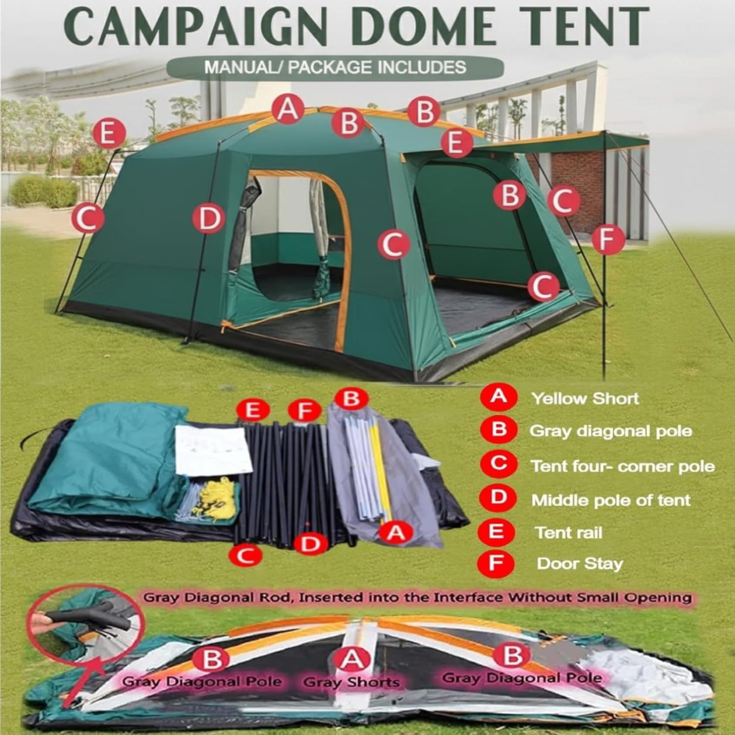 Family Tent –Double layers Waterproof-3 Size Two Colours Aavailable LCF91228