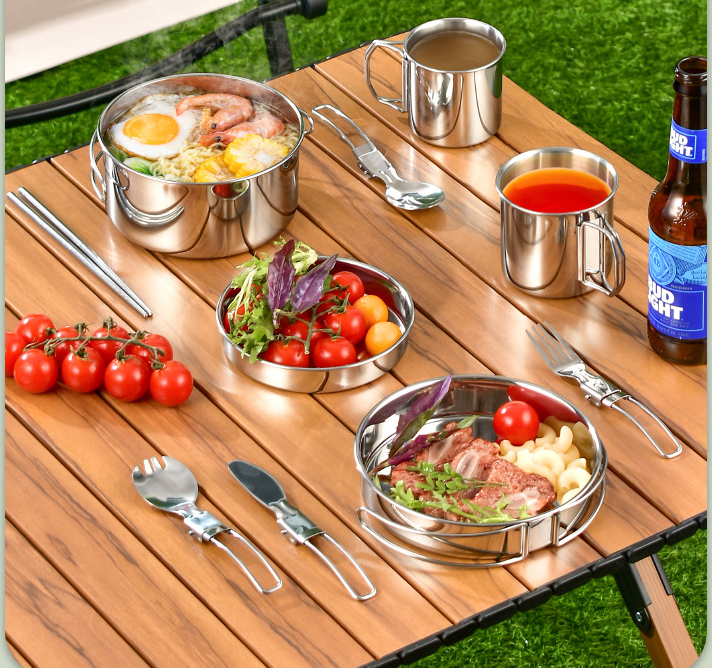 Outdoor Cookware Set - 304 Stainless Steel Camping Utensils Kit