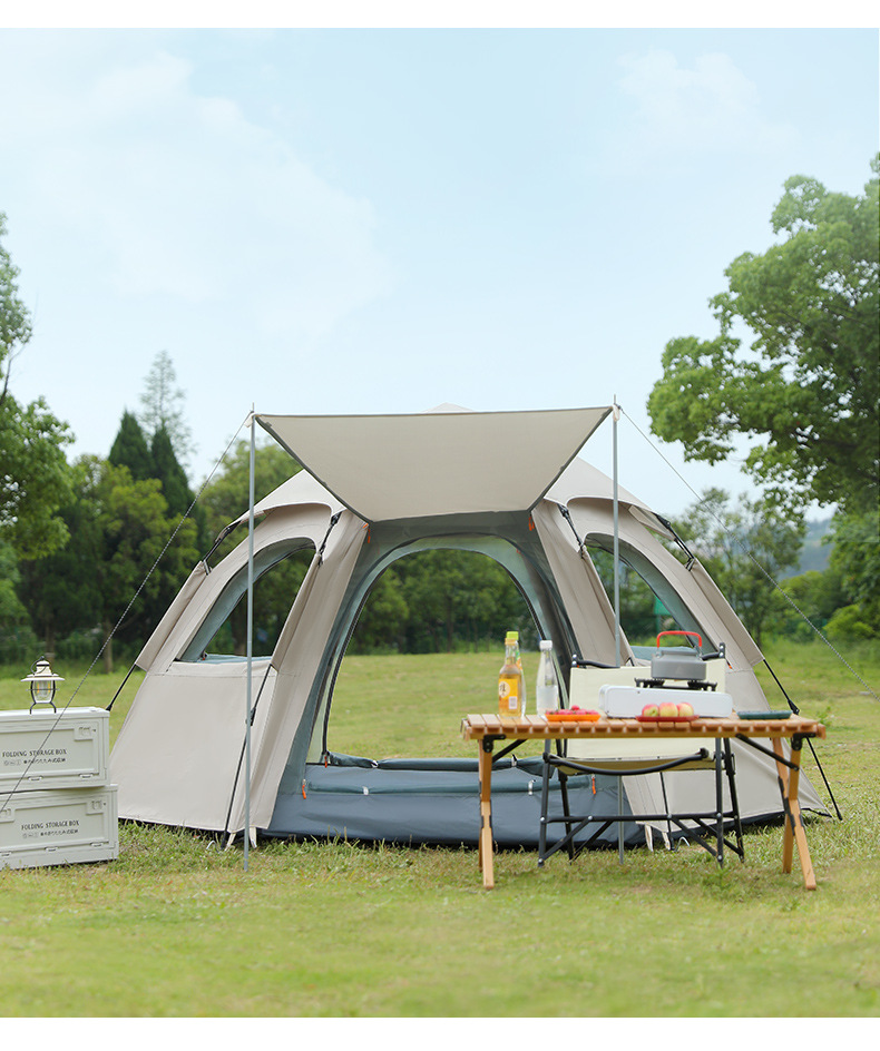 Large Hexagon Double-Layer Waterproof Camping Tent