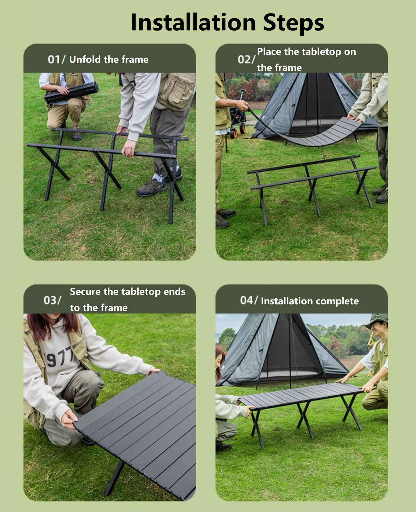 Portable Outdoor Folding Table – Egg Roll Style, 120cm