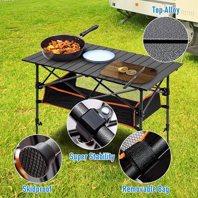 120cm Length Foldable Camping Table – Portable Outdoor Table with Adjustable Height ZF1468