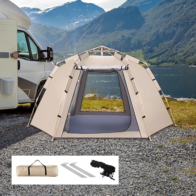 Hexagonal Camping Tent – 2–3 Person, Quick Setup