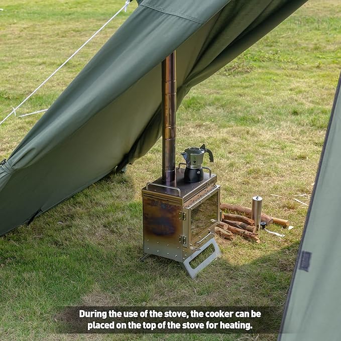 Wood Burning Stove – Outdoor Winter Heating Stove with Fire Viewing Glass