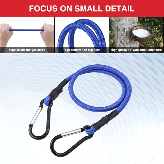 ECOTREK Heavy Duty Bungee Cords with Hooks – Elastic Straps for Camping, Cargo & Transport JP4401