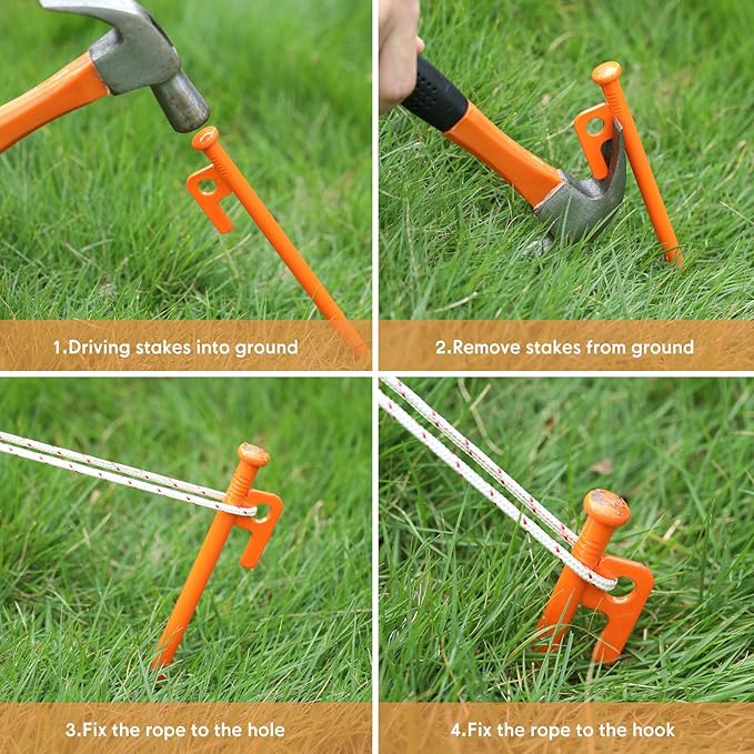 Heavy Duty Steel Tent Stakes – 30cm Metal Tent Pegs